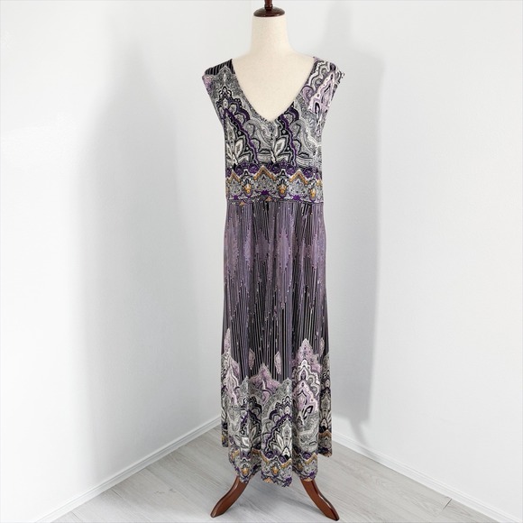 la cera Dresses & Skirts - La Cera Maxi Dress Womens 1X Plus Purple Bohemian Artsy Indie Resortwear Stretch